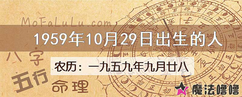 1959年10月29日出生的八字怎么样？