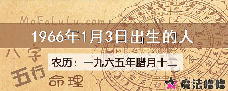 1966年1月3日出生的八字怎么样？