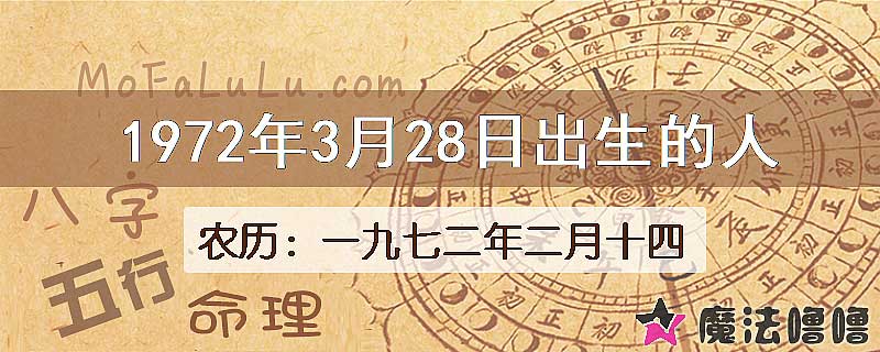 1972年3月28日出生的八字怎么样？