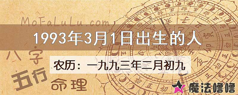 1993年3月1日出生的八字怎么样？