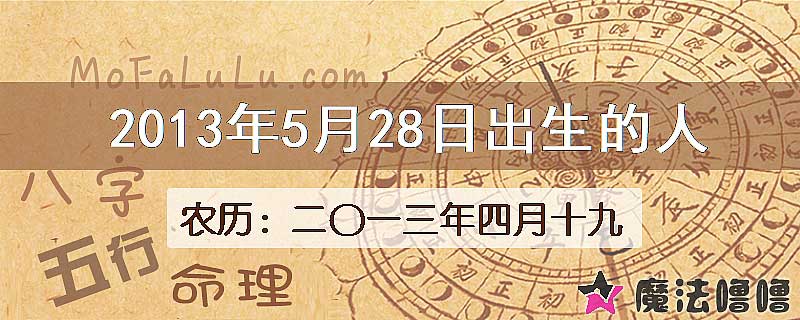 二〇一三年四月十九（新历2013年5月28日）出生的人