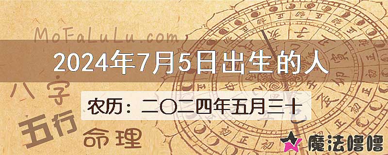 二〇二四年五月三十(新历2024年7月5日)出生的人