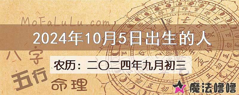 二〇二四年九月初三(新历2024年10月5日)出生的人
