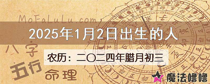 二〇二四年腊月初三(新历2025年1月2日)出生的人