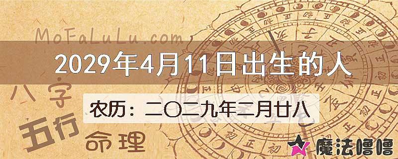 2029年4月11日出生的八字怎么样？