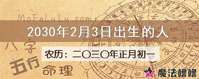 2030年2月3日出生的八字怎么样？