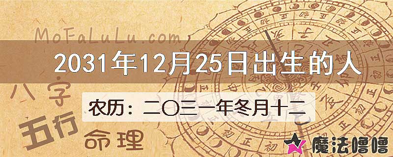 2031年12月25日出生的八字怎么样？