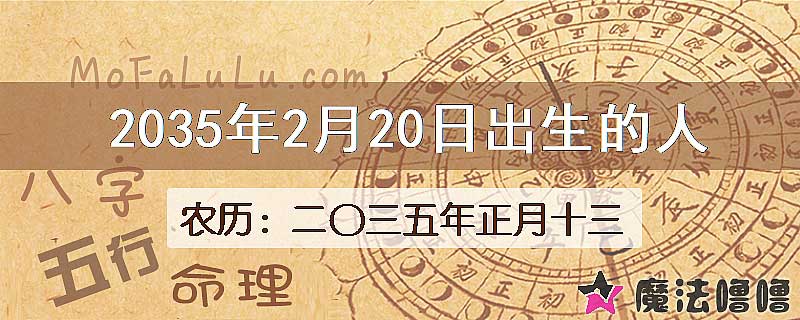 2035年2月20日出生的八字怎么样？