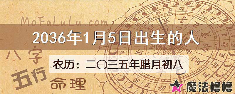 2036年1月5日出生的八字怎么样？