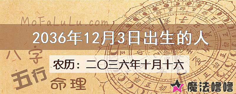 2036年12月3日出生的八字怎么样？
